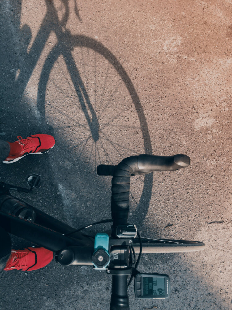 Bike and red sneakers