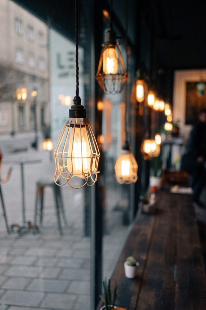 Lights in Cafe Window