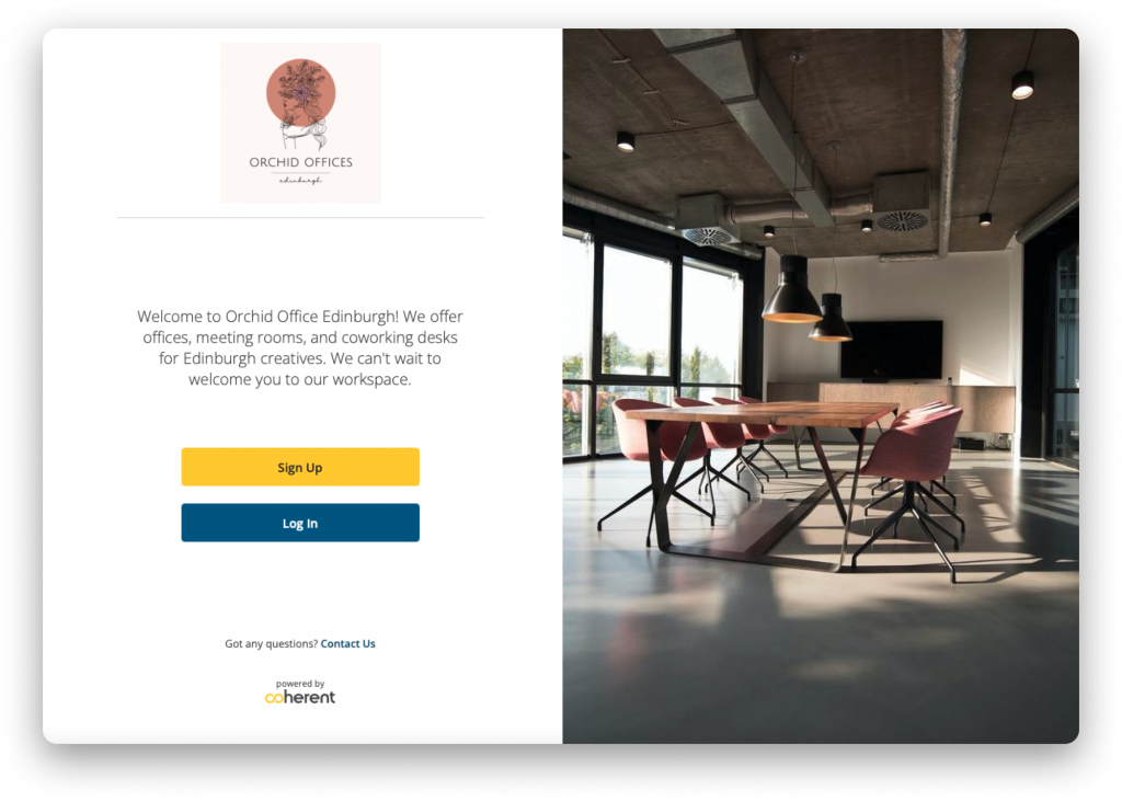 Screenshot of Coherent Workspace Sign in page