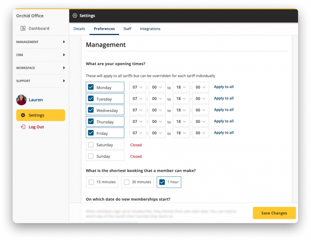 Screenshot of Coherent settings