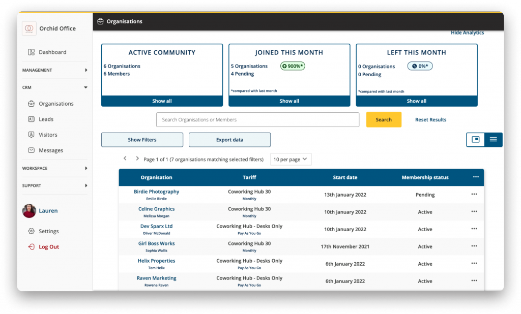 Screenshot of Coherent CRM